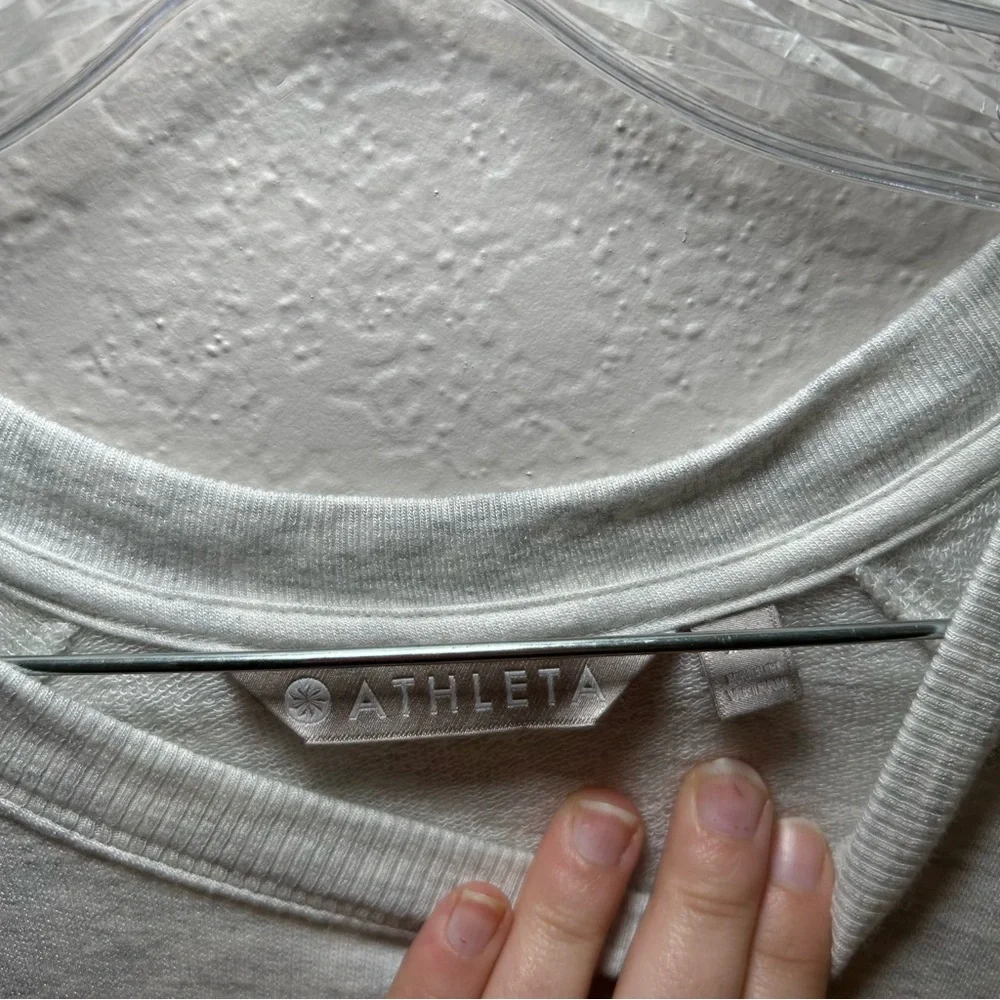 Athleta Light Gray Women's Sweatshirt crossover lounge workout layering minimal - Picture 2 of 7
